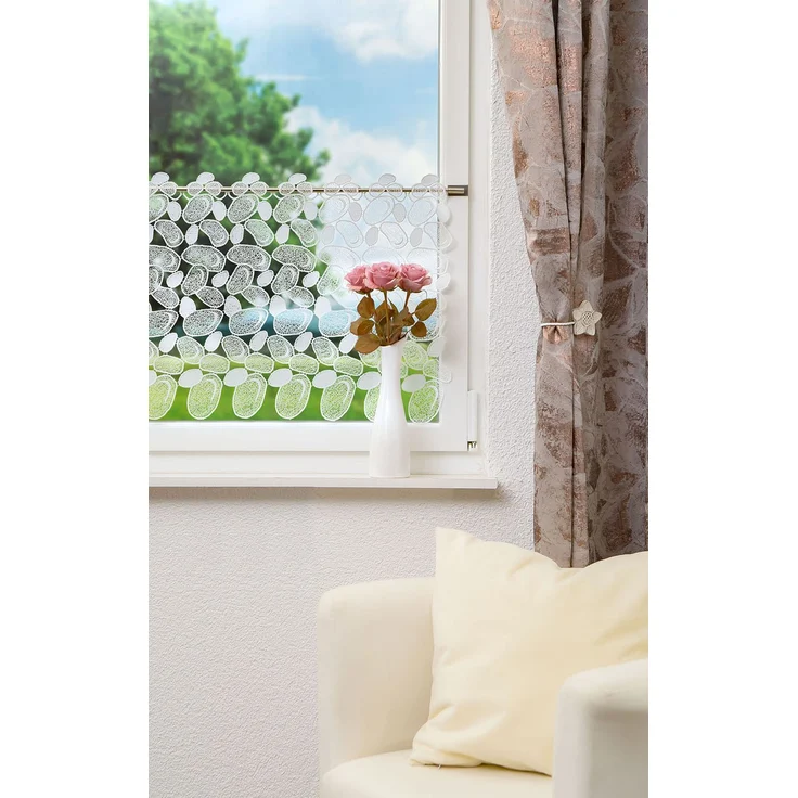 Scheibengardine Plauener Spitze - Kieselsteine (Bx H) 240cm * 45cm weiß – Bild 2