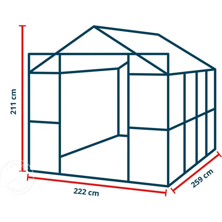 GFP Gewächshaus Jade 4 Glasgewächshaus 222x259 cm | Aluminium-Rahmen, 4 mm Sicherheitsglas – Bild 8