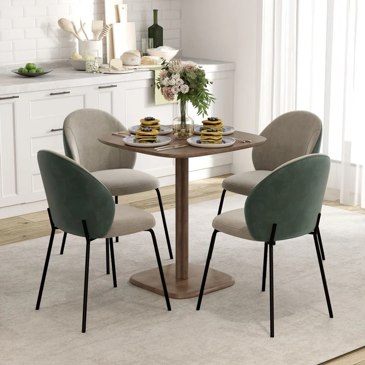 JARDJ Esstisch für 4 Personen, quadratischer Küchentisch, modernes Design mit Tischplatte in Holzoptik, 70 x 70 cm, braun – Bild 4