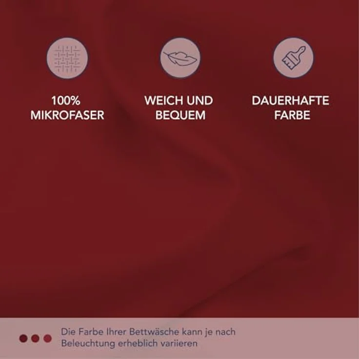 Dreamzie Spannbetttlaken 180x200 cm - 35 cm Tiefe Tasche - 100% Mikrofaser Bettlaken - Burgunderrot, Schadstoffgeprüft(Oeko TEX), Bettlaken mit Gummizug – Bild 5