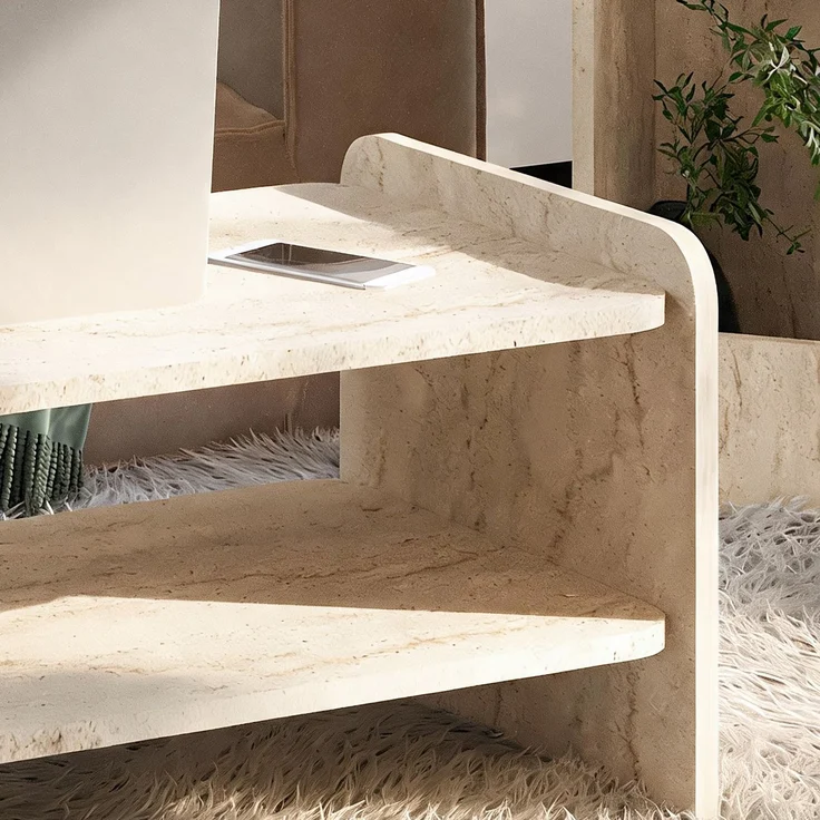 Skye Decor 'Amon - Travertine' Couchtisch, Travertin, 89,8 x 39,8 x 44,8 cm – Bild 4