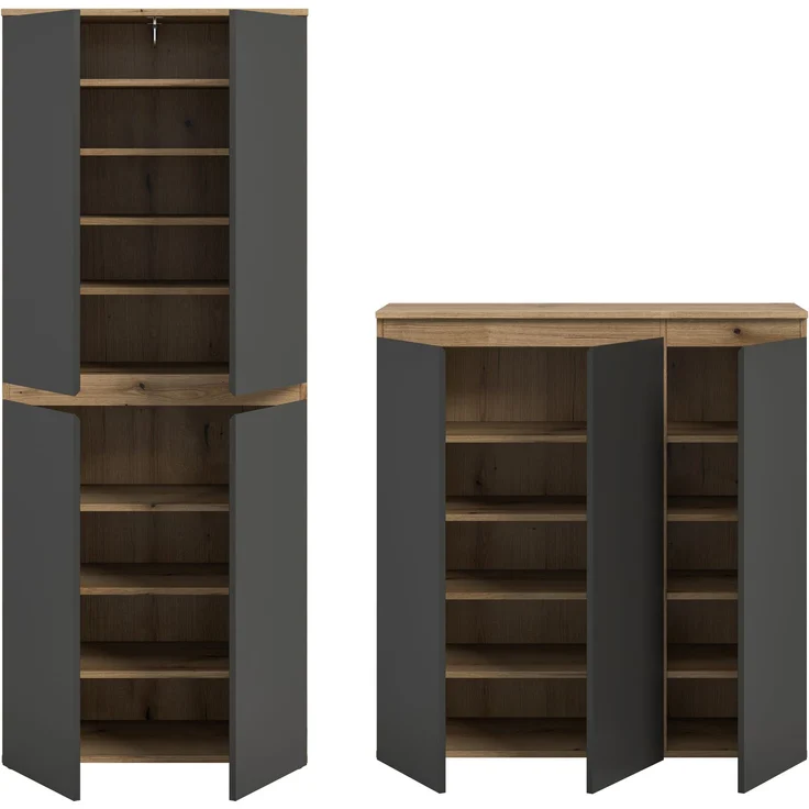 Universalschrank (B/H/T: 190x175x37 cm) in Evoke Oak Nachbildung und anthrazit – Bild 3