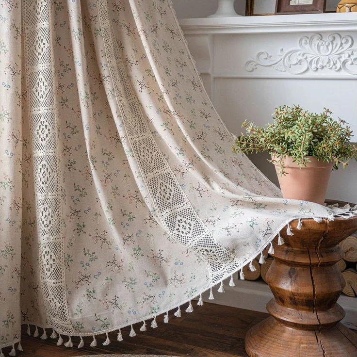 Minicloss Vorhang Boho-Vorhänge, Landhausstil Verdunkelungsvorhänge, Vintage Paneelvorhänge, geeignet für Küche und Wohnzimmer – Bild 1