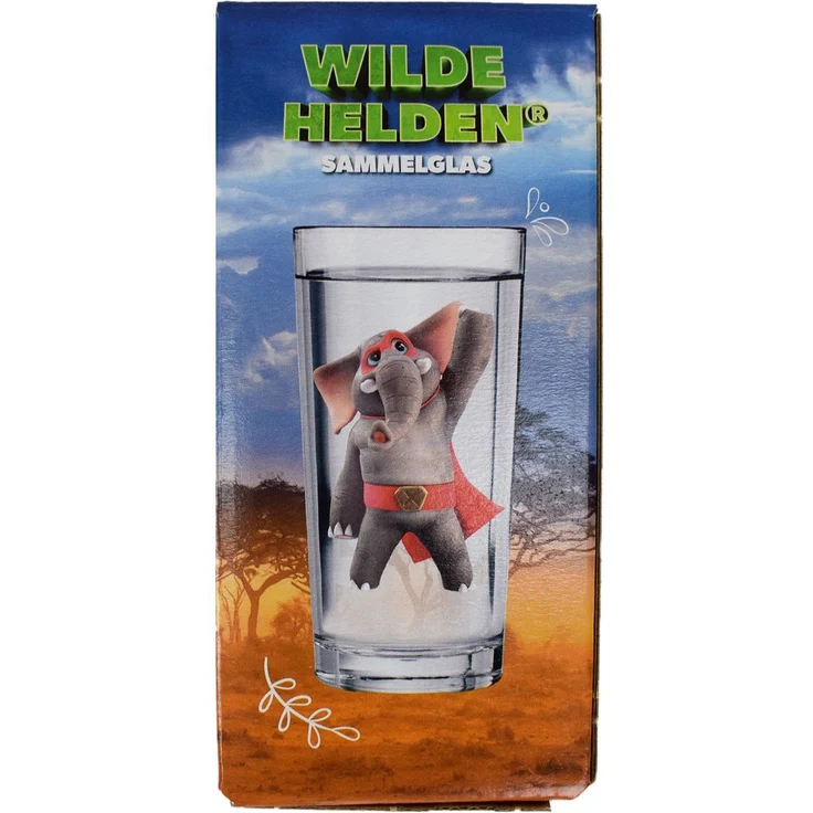 Trinkglas ca. 270 ml Wilde Helden Wasserglas Motiv wählbar Sammelglas Kinderglas Emil Elefant