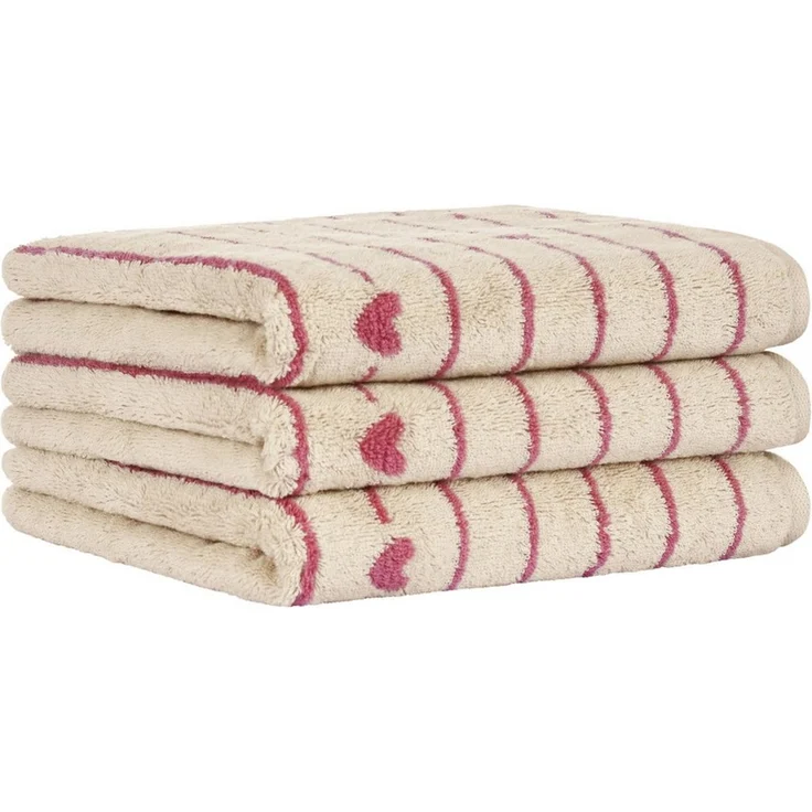 2 Stück Cawö Handtuch 50x100 cm Heart Beats Line beere Herzen rosa 6276-32 – Bild 2