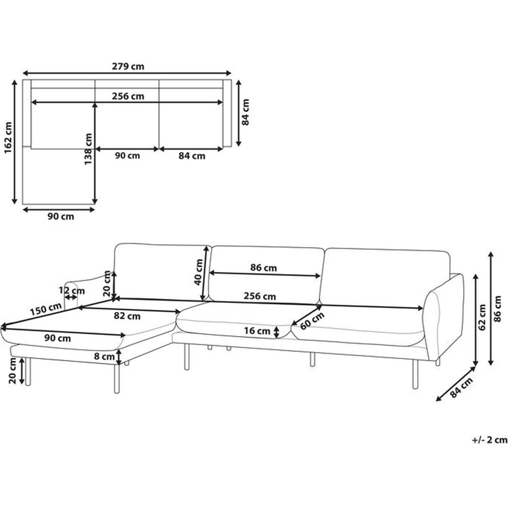 Ecksofa 4-Sitzer VINTERBRO Samtstoff Grau rechtsseitig – Bild 2