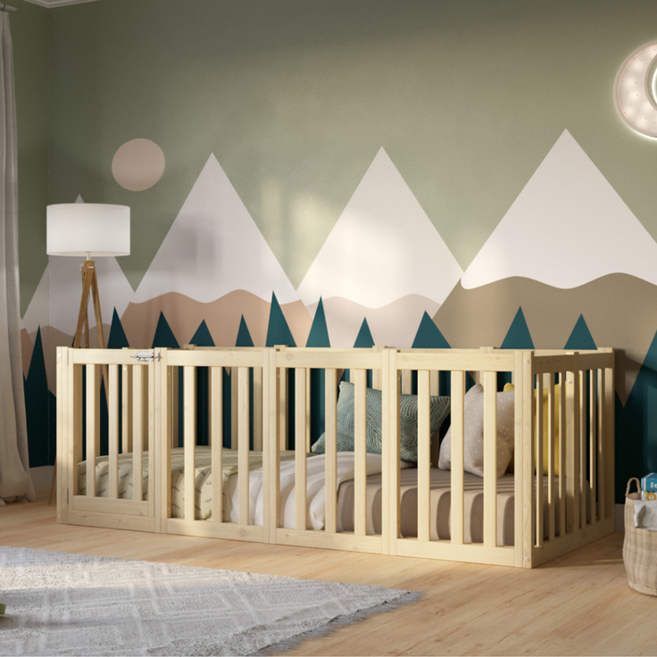 Crazy Pine 'Crazy John' Kinderbett mit hohem Rausfallschutz 73 cm, Holz, Natur, 120x200 cm