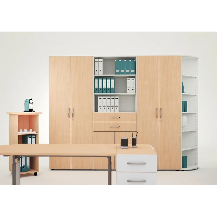 Flügeltürenschrank mit Standfüßen, 40x42x180cm, Buche