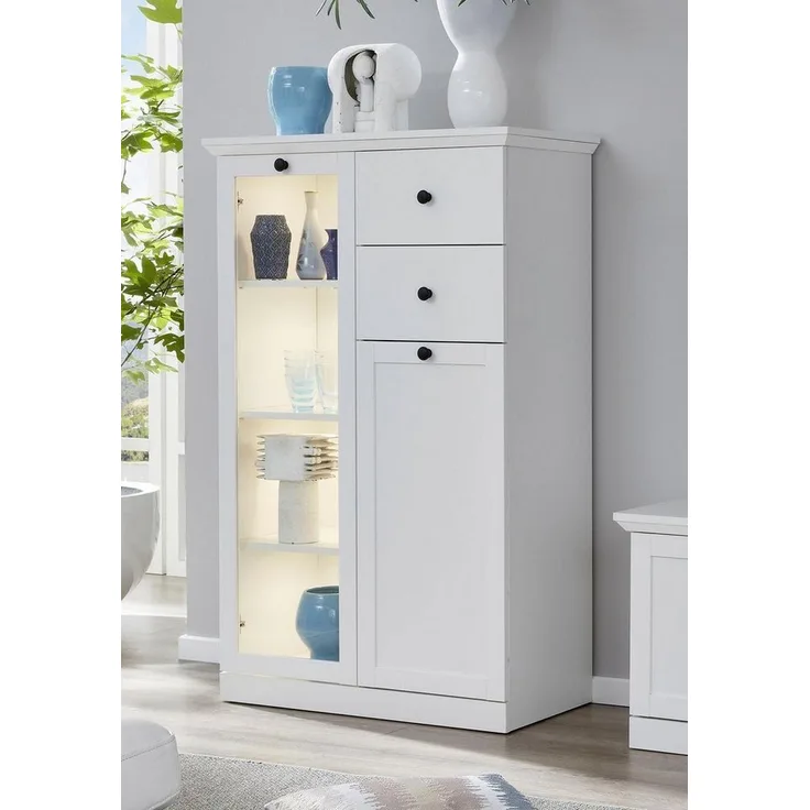 Home affaire Vitrine Örebro zeitloser Landhausstil, mit Vollauszug, Beleuchtung optional