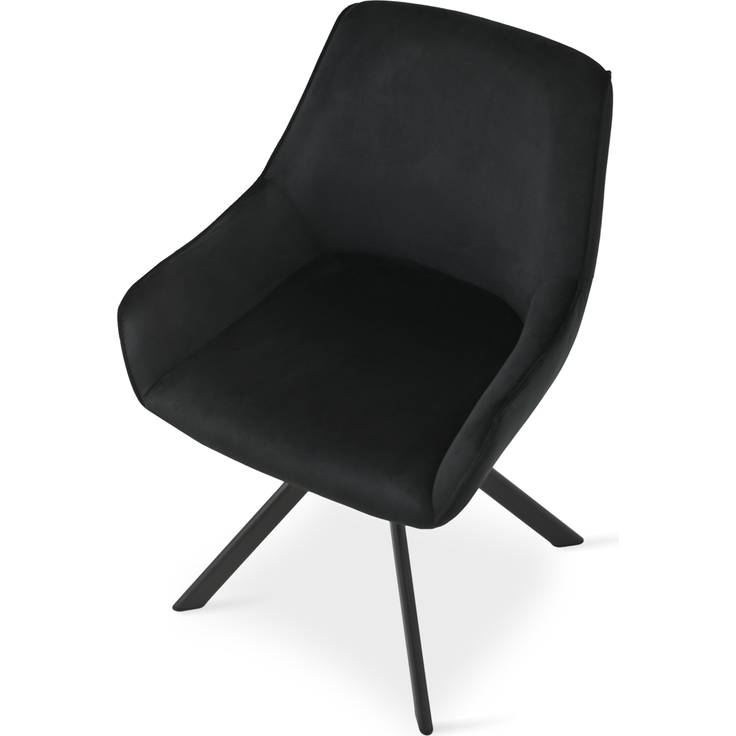 GOEURVANT 1178 Esszimmerstühle 4er-Set mit Armlehnen, 360° Drehbar, Samt - Schwarz – Bild 2