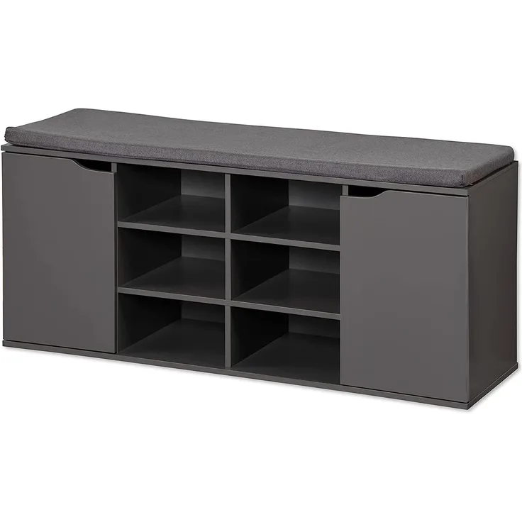 KESPER 1591913 Schuhschrank / Sitzbank, grau, mit Sitzkissen