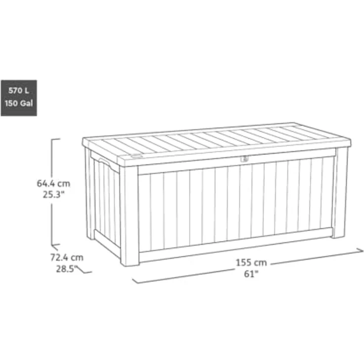 Keter Garten-Aufbewahrungsbox Rockwood 570L Anthrazit 432430 – Bild 7