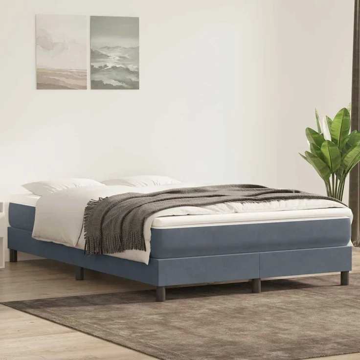 vidaXL Boxspringbett ohne Matratze Dunkelgrau 160x220 cm Samt 3315880 – Bild 1