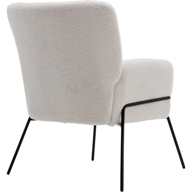 SVITA Loungesessel FREIA, Loungestuhl, Metallbeine, Teddyboucle, Weiß – Bild 3