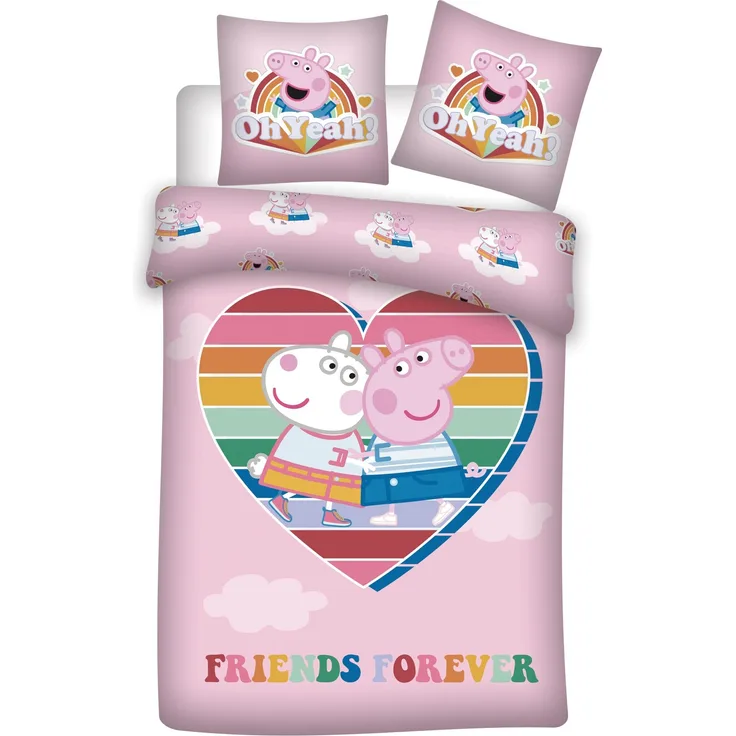 Nickelodeon Bettbezug Herz Peppa Pig 140x200 cm Polyester rosa