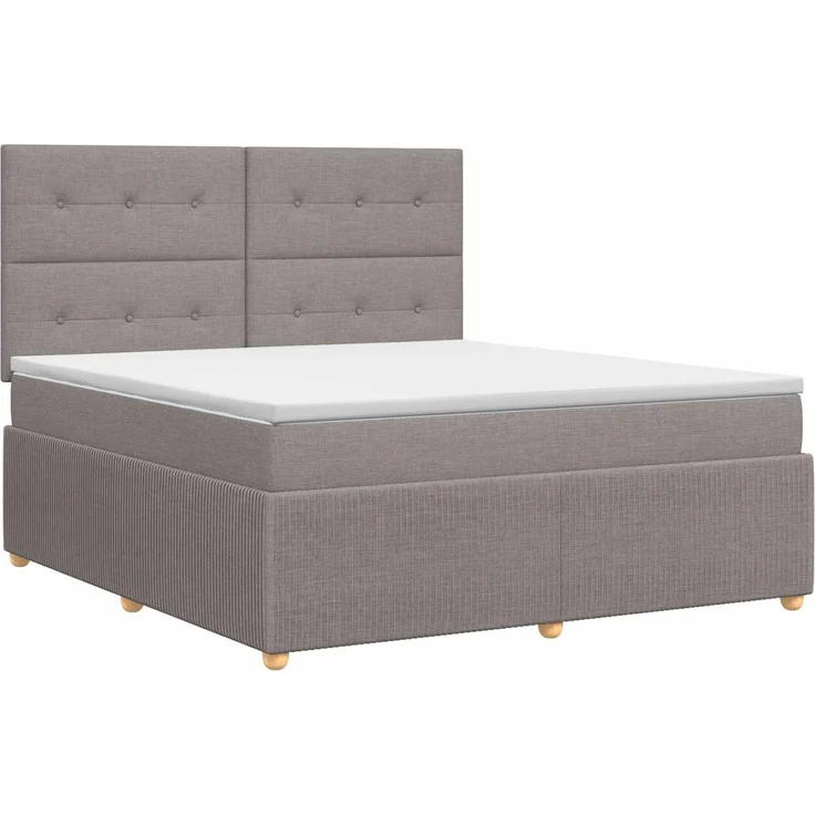 vidaXL Boxspringbett mit Matratze Taupe 180 x 200 cm Stoff 3454456 – Bild 2