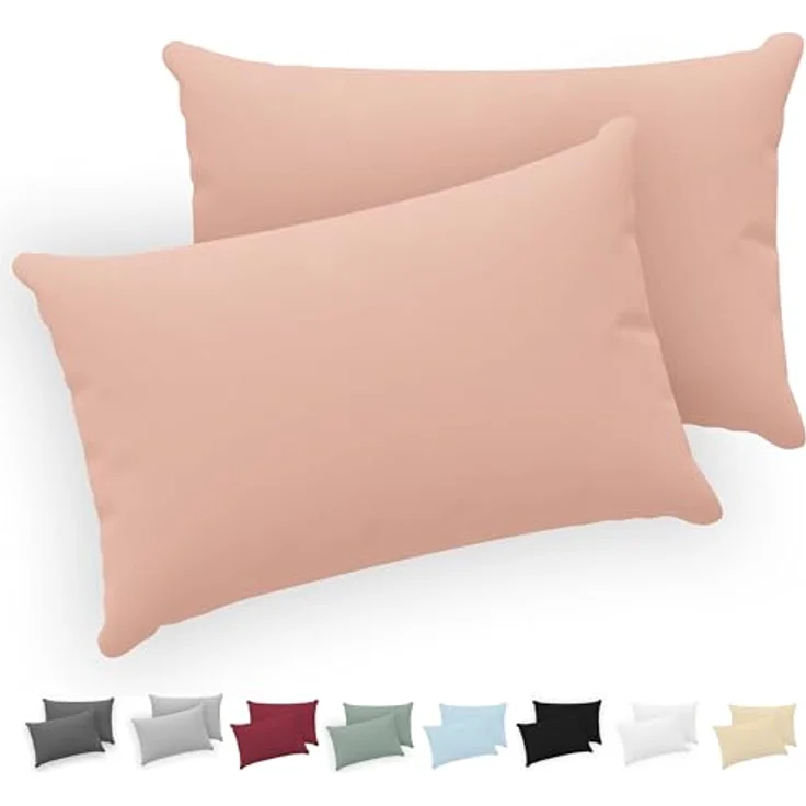 Twinzen® Kissenbezug 40x70 (2er-Set) - 100% Jersey Baumwolle 150 GSM Kissenbezüge - Rosa - Für Kissenbezüge 40x70 cm - Kissenhülle - Kissenbezug mit Reißverschluss - Oeko-Tex Zertifiziert – Bild 1