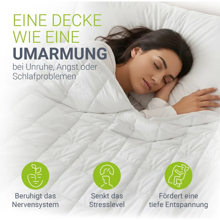 Juskys Gewichtsdecke 135x200 – weiß, beschwerte Schlafdecke mit Glasperlen, Baumwolle & Mikrofaser, entspannend & schlaffördernd bei Unruhe – 7 kg – Bild 2