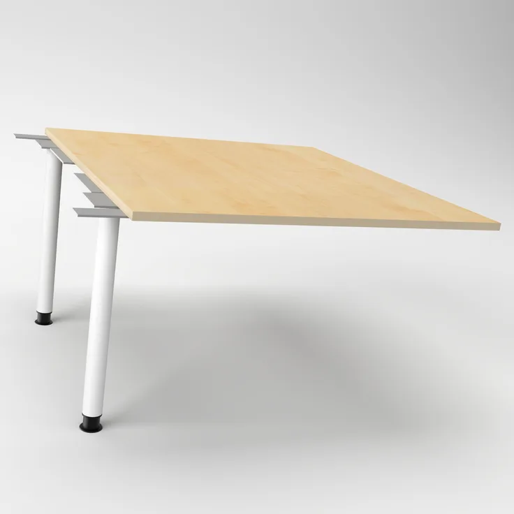 Rheinland Möbel Verkettungsplatte KONTI 120x130 cm – Erweiterungselement in Buche mit weißen Rundrohrfüßen, Anbautisch für KONTI Konferenztische 280/400/520 cm