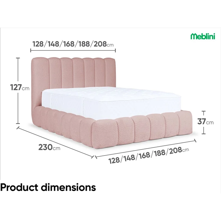 MEBLINI Polsterbett 120x200 mit Lattenrost ohne Matratze - CARLOS - Rosa Boucle - Bubble Bett - Cloud Bett - Marshmallow Bed - Kopfteil Bett mit Stauraum – Bild 7