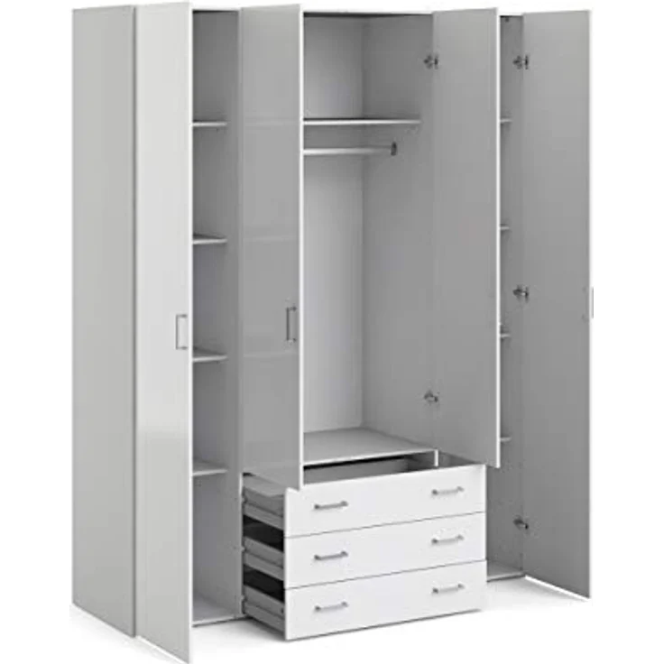 Kleiderschrank, Farbe Weiß 154 x 200,4 x 49,5 cm – Bild 6