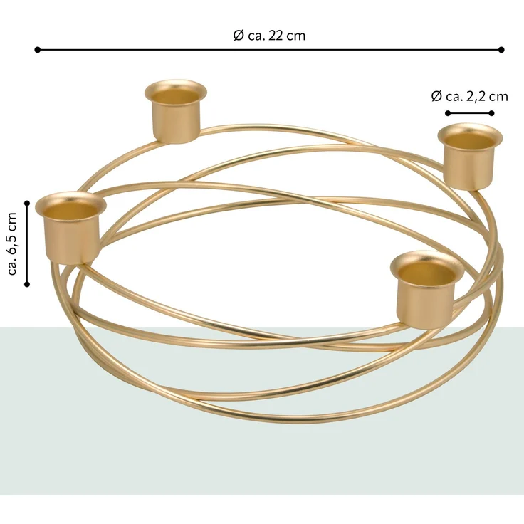 Kerzenhalter – Kranzform, für Stabkerzen / Tafelkerzen, Kerzenständer gold – Bild 5