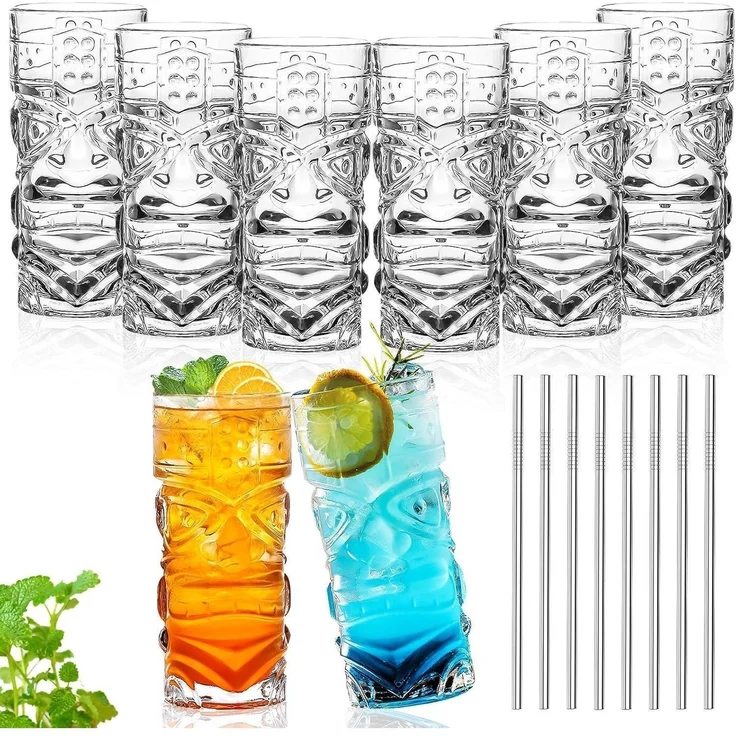 INFTYLE Kunststoff Tiki Becher 18 Oz - 8er Pack - Party Cocktails Limonade – Bild 1