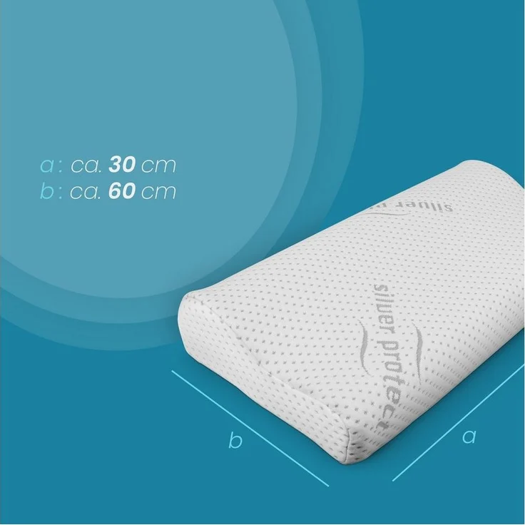 Bestlivings Nackenstützkissen "Silver-Protect" Bezug, Füllung: Polyurethan, Bezug: Polyester, Seitenschläfer, Rückenschläfer, Bauchschläfer, Memory Foam Nackenkissen (Nackenstützkissen 60x30cm) Viscoelastisch – Bild 1