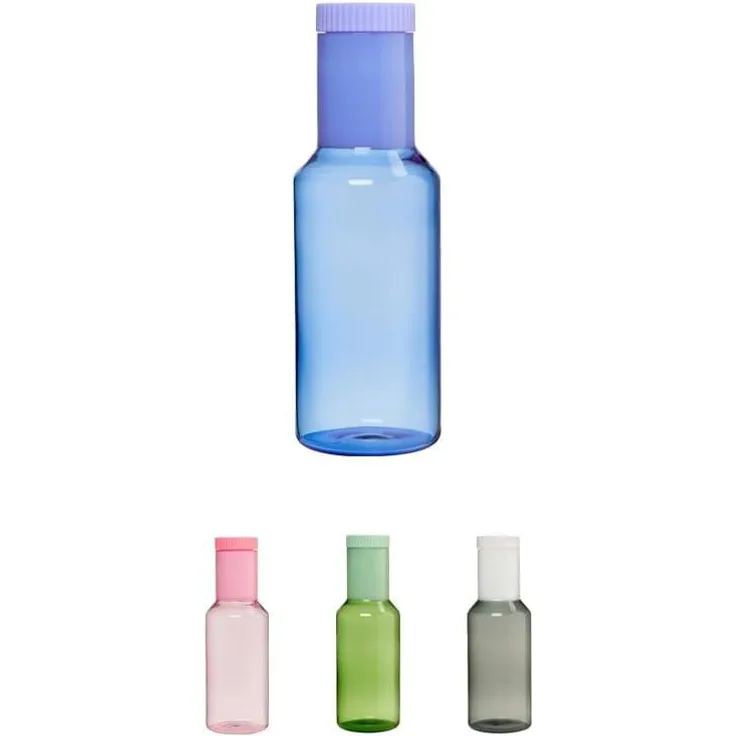 Design Letters Karaffe Tube Glas Blue and Milky Blue