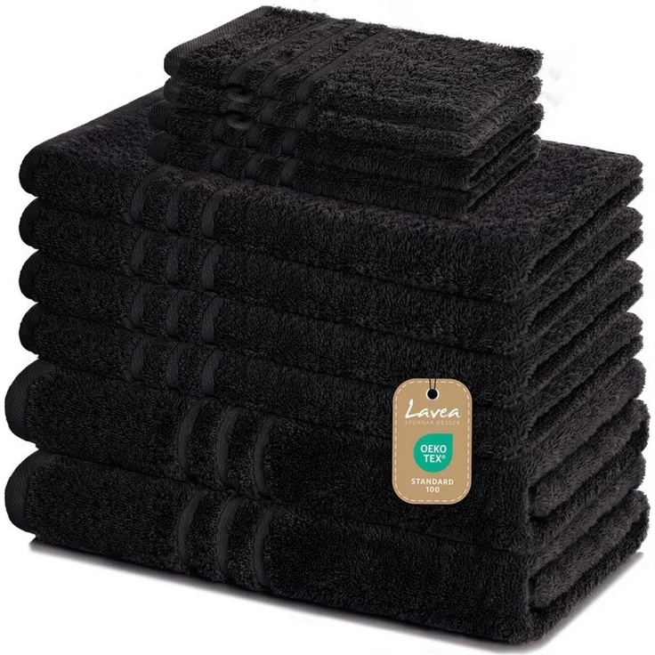 Lavea Handtuch Set Elena, Duschtücher, Handtücher, Gästetücher, Waschhandschuhe, 100% Baumwolle (Set, 10-St), Frottierserie, weich & saugstark, pflegeleicht, 500 g/m² Frottier – Bild 1