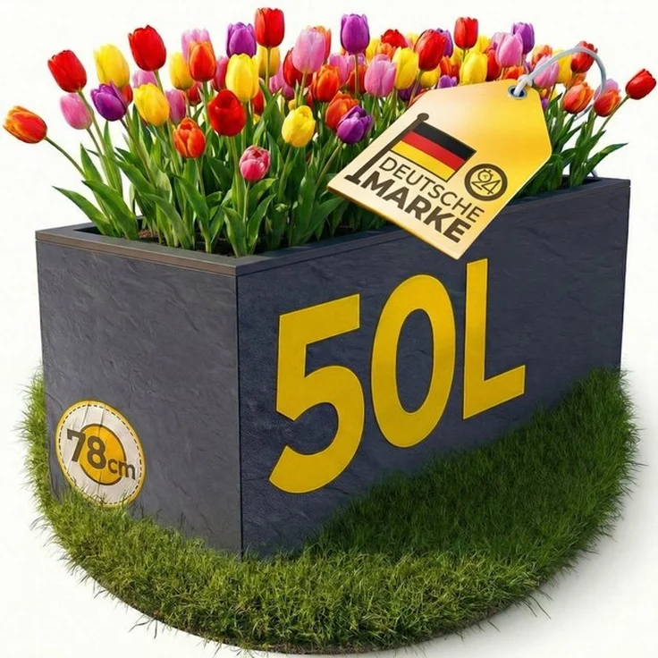 ONDIS24 Pflanzkübel Ondis24 Blumenkübel Vulkano, 50L Blumenkasten (1 St), mit cleverem Wasserspeicher am Boden – Bild 4