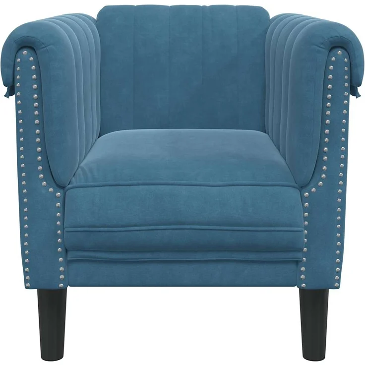 vidaXL Sessel Blau Samt 372573 – Bild 3
