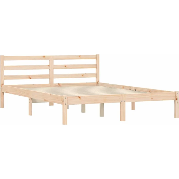 vidaXL Bettrahmen Natur 208,5 x 157,5 x 69,5 cm Massivholz Kiefer 900320 – Bild 3
