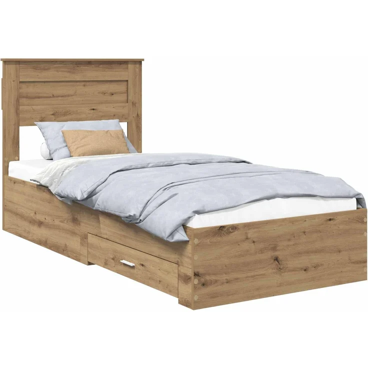 vidaXL Bettrahmen Artisan-Eiche 100 x 200 cm Holzwerkstoff 3410026 – Bild 1