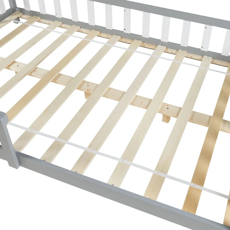 Hausbett Hesel mit Rausfallschutz 120x200cm Grau [en. casa] – Bild 5