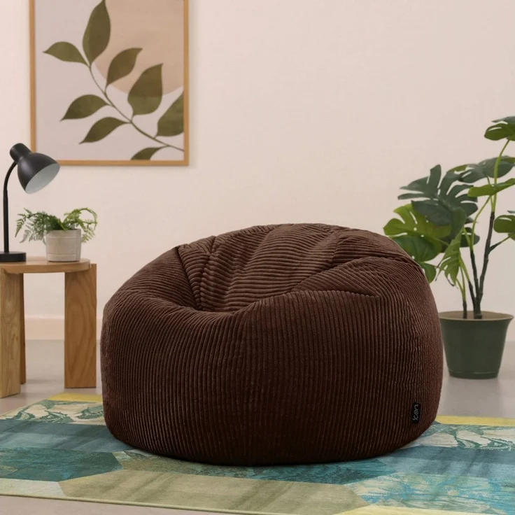 Icon Kingston Sitzsack Cord, Braun, Sitzsack Erwachsene mit Füllung, Bean Bag, Cord Sessel, Lounge Sessel, Lounge Stuhl, Schlafzimmer, Wohnzimmer, Wohnzimmer Möbel – Bild 2