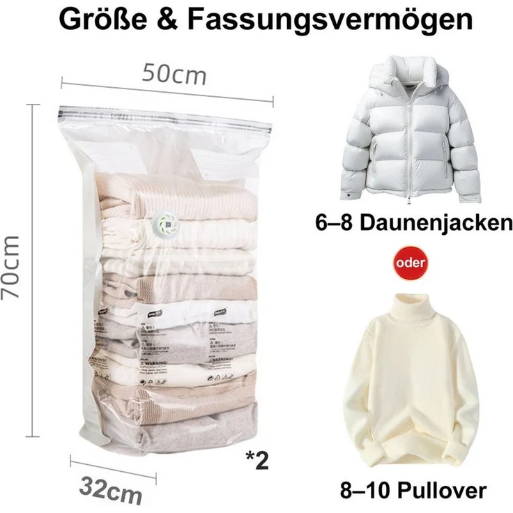 Mutig Aufbewahrungstasche 4 Pack Würfel Vakuumbeutel, (Max: 80 x 100 x 32 cm),Schrankorganisation (für Bettdecken, Decken, Bettwäsche,Platz sparen vakuum kleiderbeutel, 4-tlg, 4 Pack Extra große vakuumbeutel Kompatibel mit Staubsauger), Wiederverwendbar un... – Bild 3