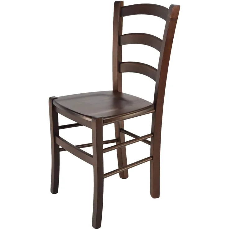 Tommychairs - Stuhl Venice für Küche und Esszimmer, robuste Struktur aus lackiertem Buchenholz im Farbton Dunkles Nussbraun und Sitzfläche aus Holz