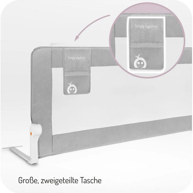 MoMi Bettschutzgitter Lexi Plus XL, Absenkbar mit Sicherheitsverriegelung, Netz & Doppeltasche – Bild 4
