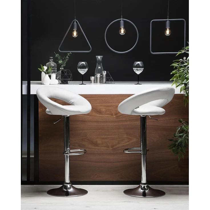 Barhocker Kunstleder weiß höhenverstellbar 2er Set PEORIA – Bild 2