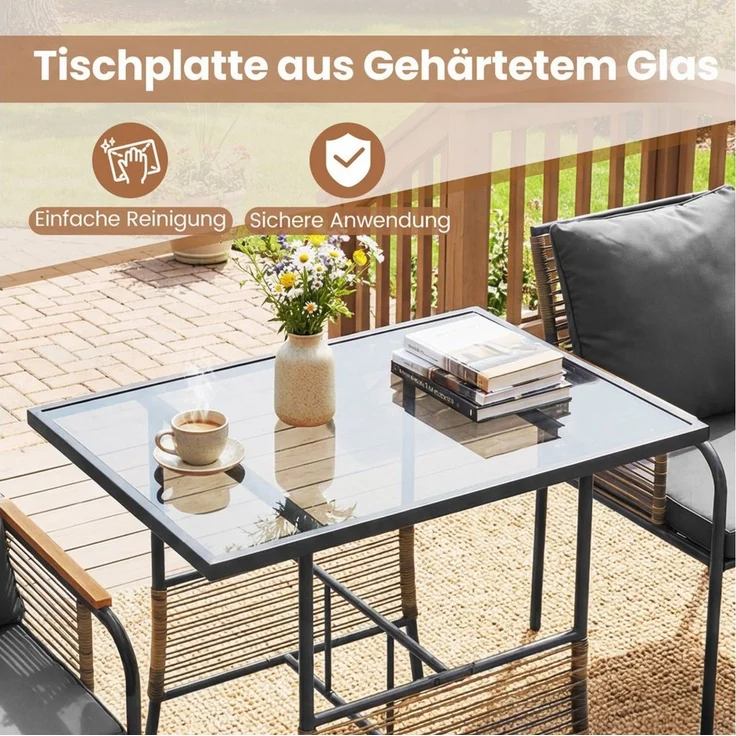 KOMFOTTEU Balkonset, (3-tlg), Gartenset Bistroset mit Kissen, 2 Stühlen & 1 Tisch – Bild 2