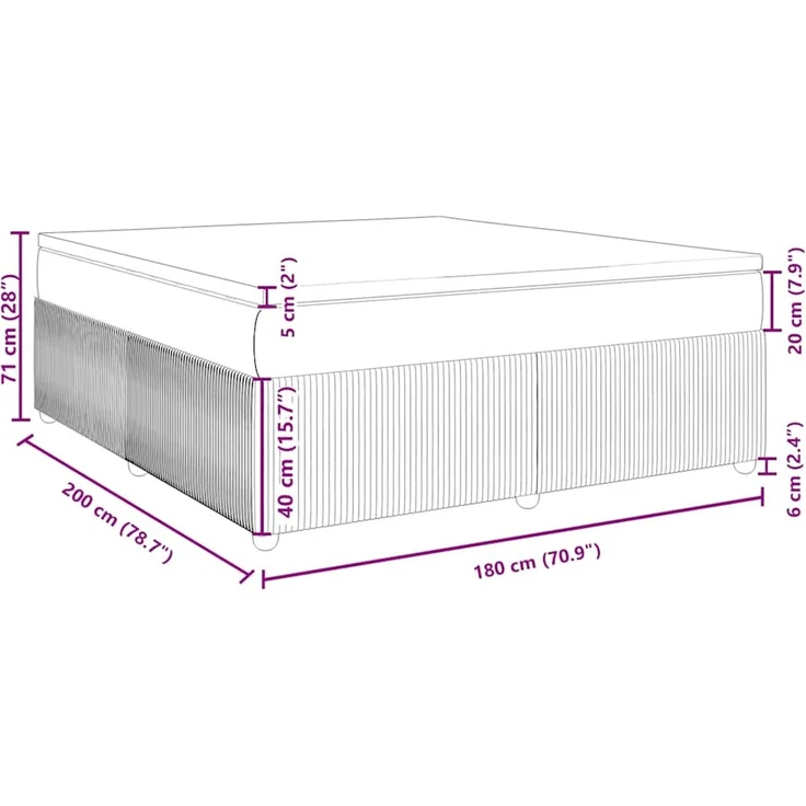 vidaXL Boxspringbett mit Matratze Schwarz 180x200 cm Samt 3285658 – Bild 12