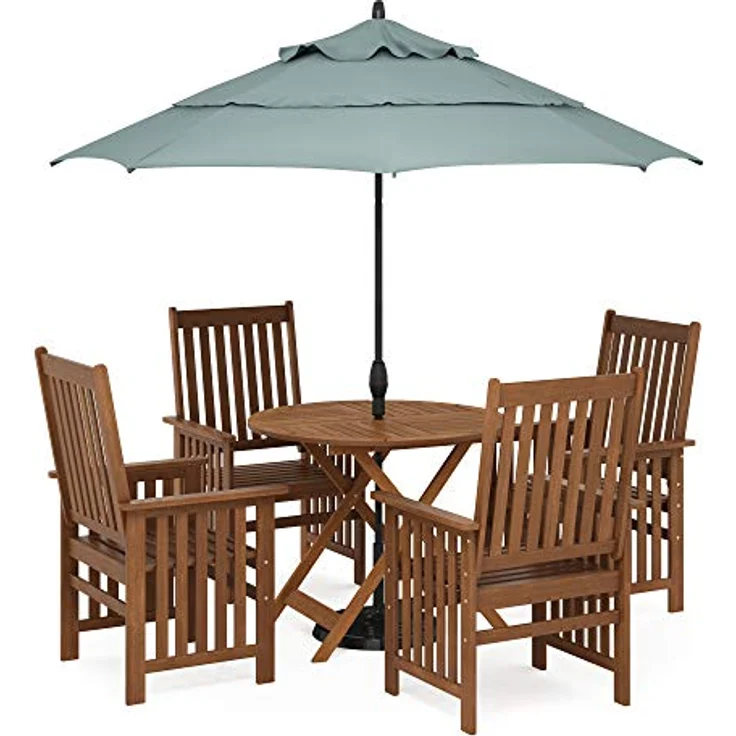 Furinno Tioman Outdoor Klapptisch mit Sonnenschirmloch, Natur, 88,9 x 88,9 x 71,88 cm – Bild 7