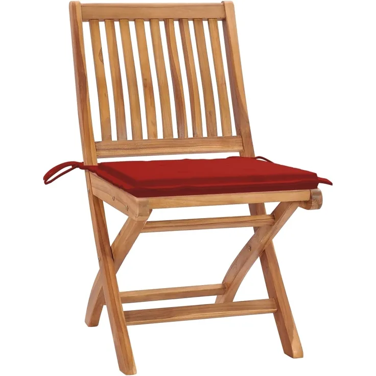 vidaXL Klappbare Gartenstühle mit Kissen 4 Stk. Massivholz Teak 3072813