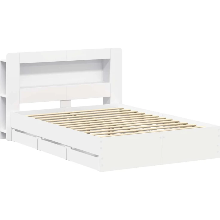 vidaXL Bettgestell mit Stauraum und Kopfteil Weiß 150 x 200 cm 3434057 – Bild 3