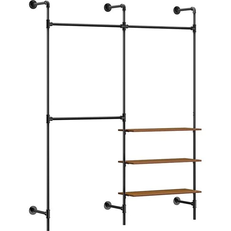 SoBuy KLS18-SCH Garderobenständer, Metall, Lackiert, Schwarz, 151 x 214 x 54 cm
