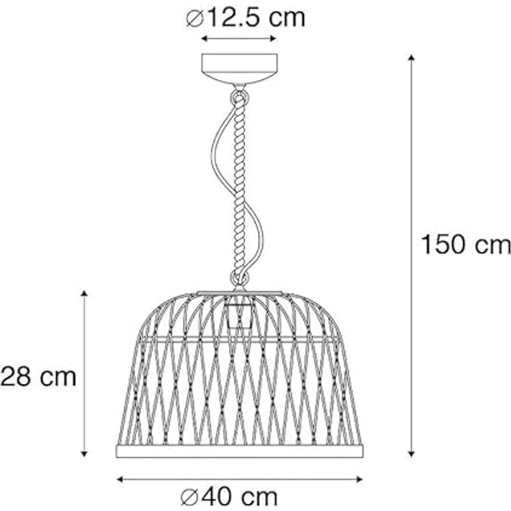 Qazqa Calamus Pendelleuchte, dimmbare Hängeleuchte in Beige, Rund, 40cm für Wohnzimmer – Bild 4