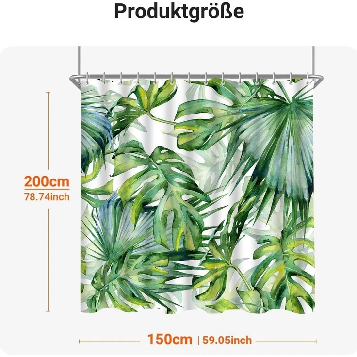 Duschvorhang 150x200cm Grün Blätter Wasserdicht Polyester Badezimmer – Bild 6