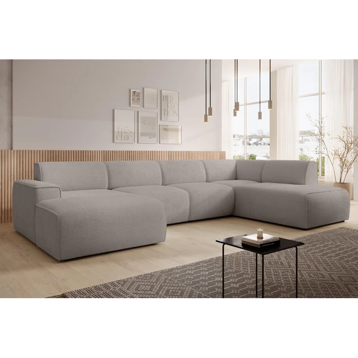 AX LIVING XXL Sofa U Form Didim Hellbraun 378cm breit modern & großzügig R
