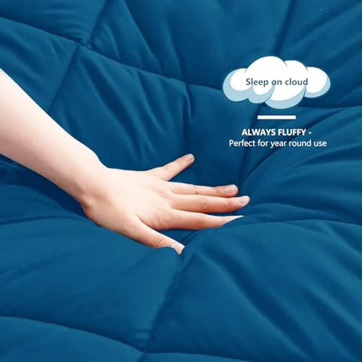 WAVVE Bettdecke 240x260 cm Ganzjahresdecke 4 Jahreszeiten, Steppdecke 300gsm Mikrofaser 260x240, Super Weiche Zudecke Schlafdecke Atmungsaktive 240x260 cm Türkis – Bild 6